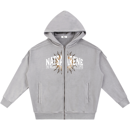 Natsarene Heritage Essential Raw-Edge Zip Hoodie