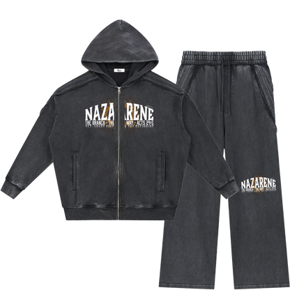 Nazarene Heritage Essential Raw-Edge Black Sweatsuit Bundle
