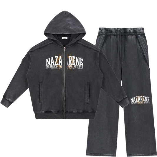 Nazarene Heritage Essential Raw-Edge Black Sweatsuit Bundle
