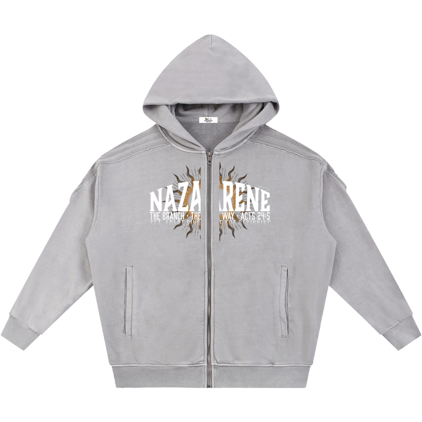 Nazarene Heritage Essential Raw-Edge Zip Hoodie