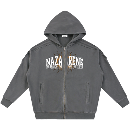 Nazarene Heritage Essential Raw-Edge Zip Hoodie