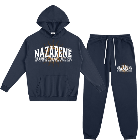 Nazarene Men's Navy Blue Sweatsuit Bundle