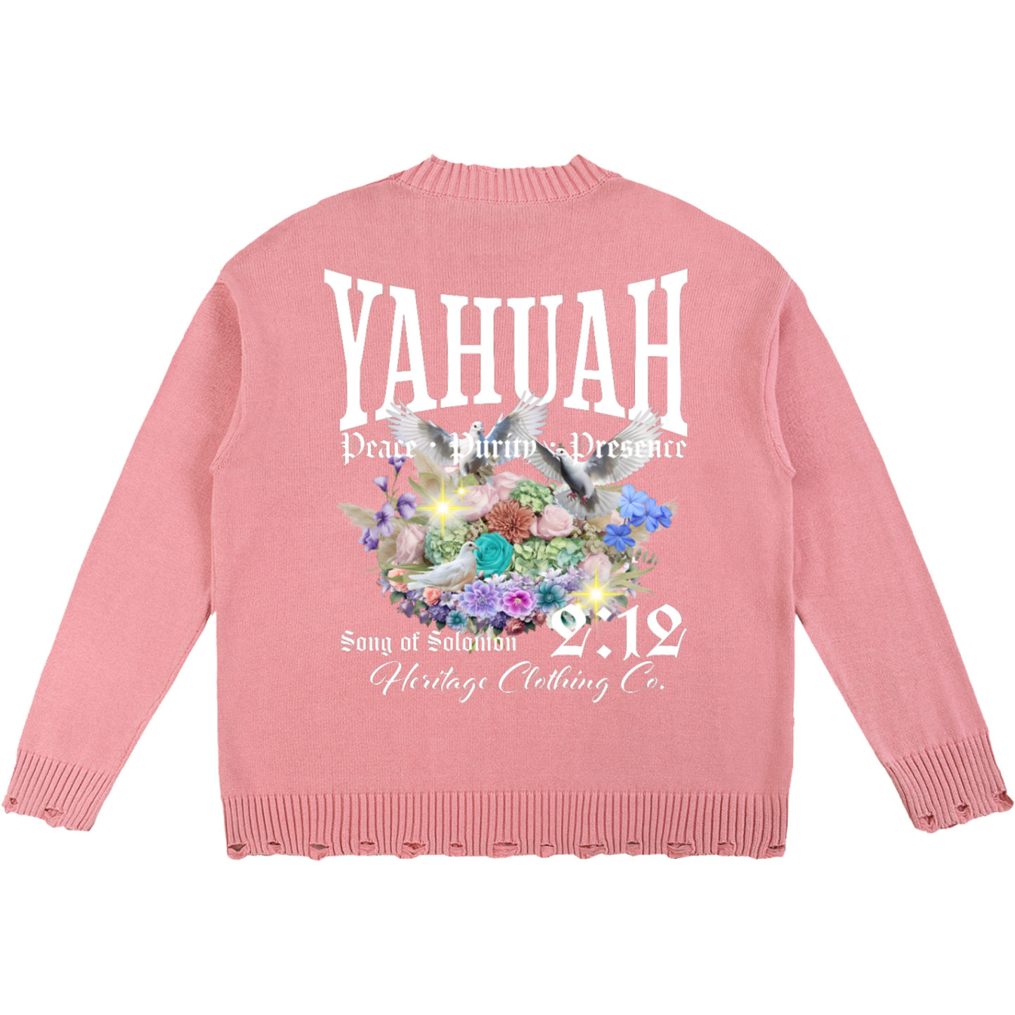 Peace Purity and Presence Women's Vintage Frayed Sweater