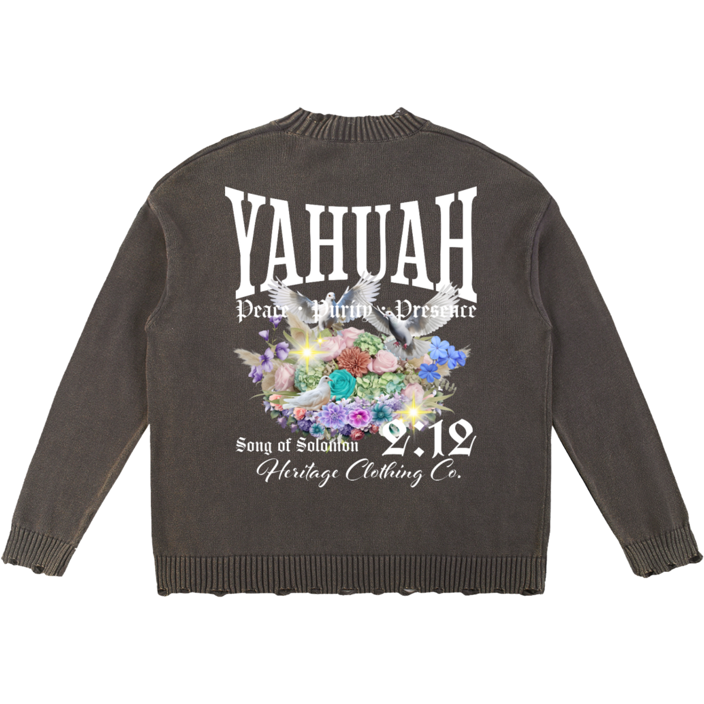 Peace Purity and Presence Women's Vintage Frayed Sweater