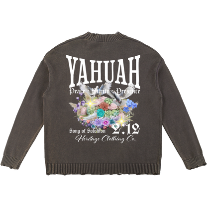 Peace Purity and Presence Women's Vintage Frayed Sweater