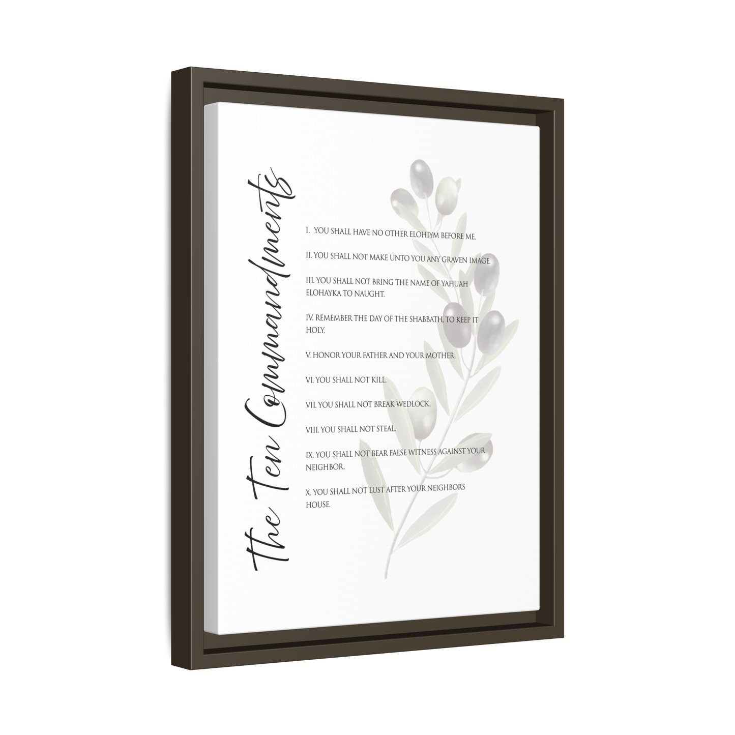 Ten Commandments True Name Framed Canvas