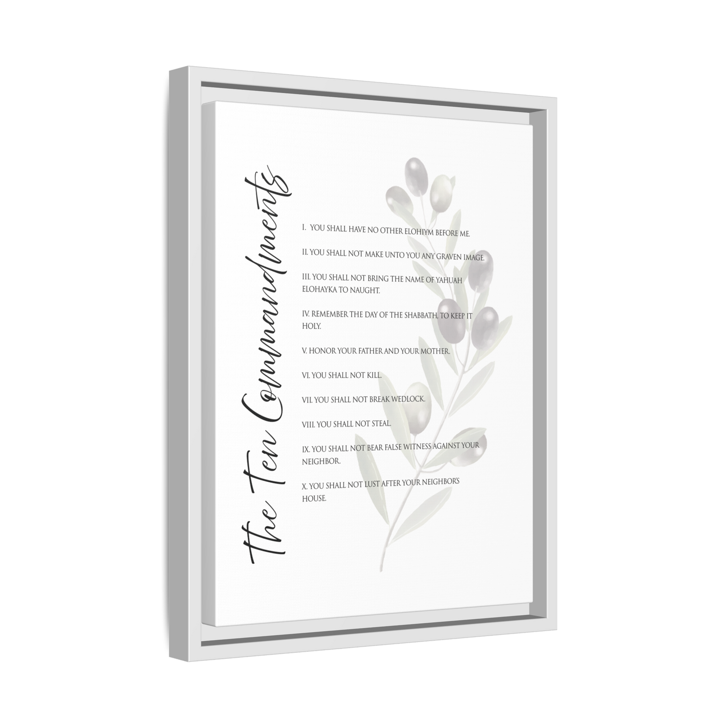 Ten Commandments True Name Framed Canvas