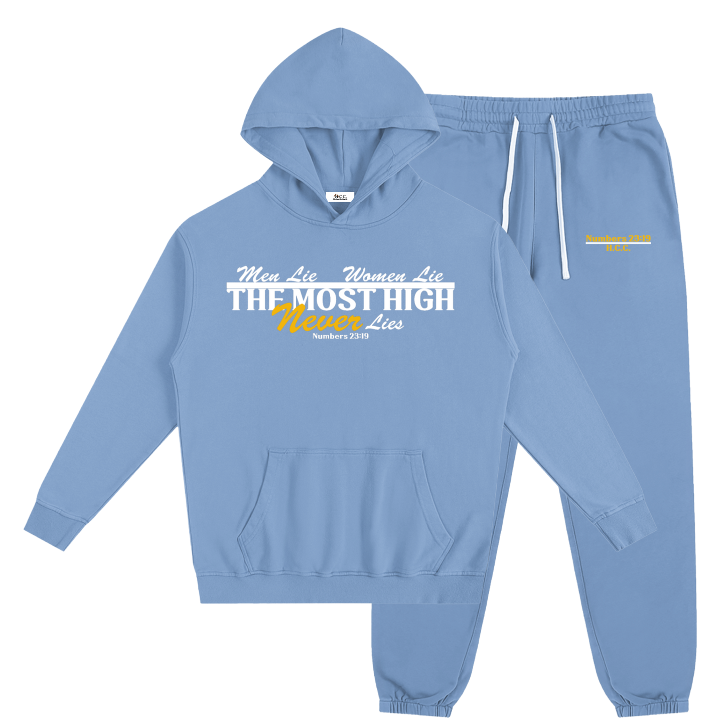 The Most High Never Lies Men's Medium Blue Sweatsuit Bundle