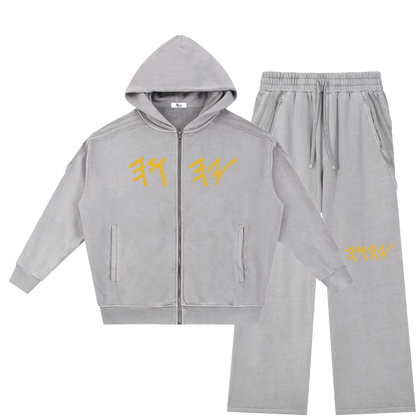 True Name Heritage Essential Raw-Edge Light Gray Sweatsuit Bundle