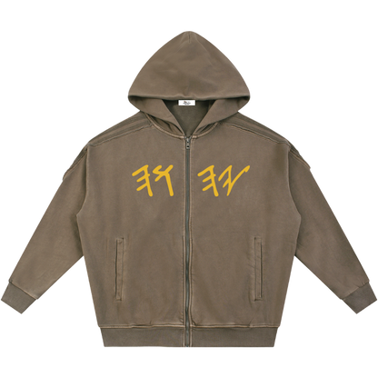 True Name Heritage Essential Raw-Edge Zip Hoodie