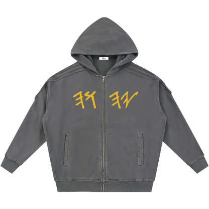 True Name Heritage Essential Raw-Edge Zip Hoodie