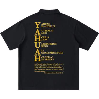 True Name Men's One-Button Short-Sleeve Polo Shirt