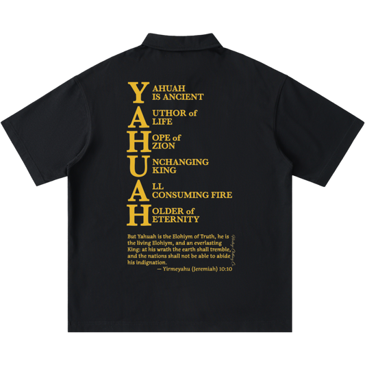 True Name Men's One-Button Short-Sleeve Polo Shirt