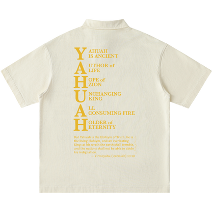 True Name Men's One-Button Short-Sleeve Polo Shirt