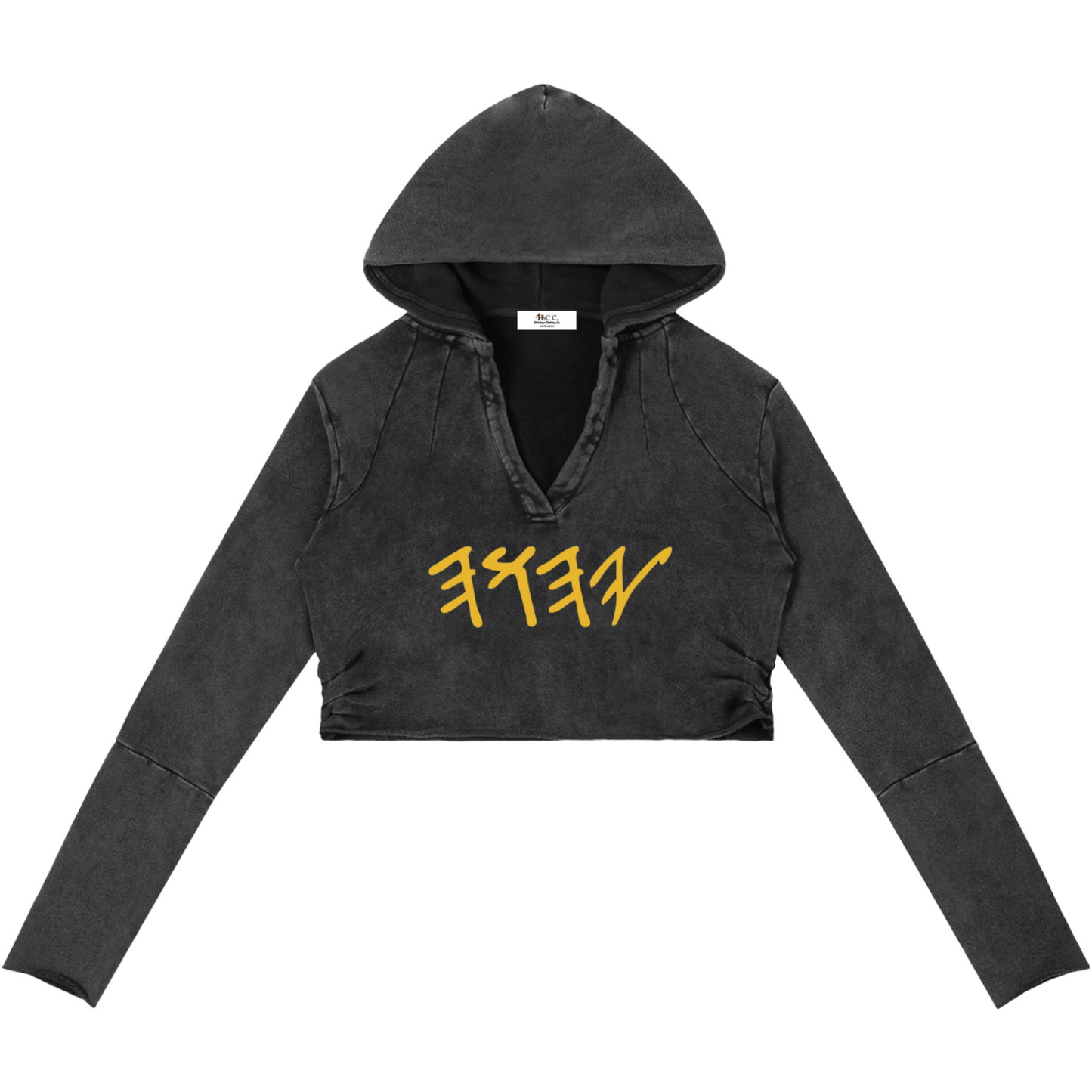 True Name Women's Raw Edge Hooded Pullover