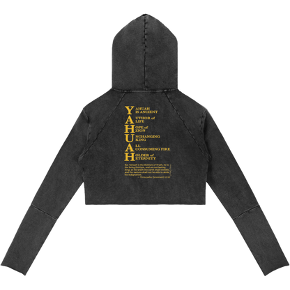 True Name Women's Raw Edge Hooded Pullover