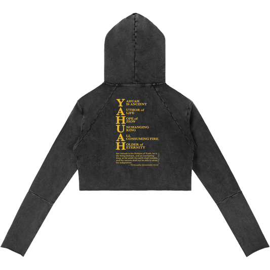 True Name Women's Raw Edge Hooded Pullover