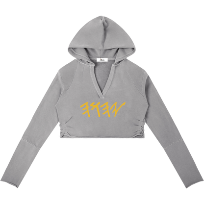 True Name Women's Raw Edge Hooded Pullover