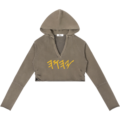True Name Women's Raw Edge Hooded Pullover