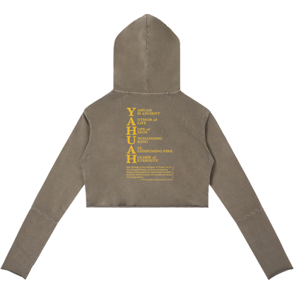True Name Women's Raw Edge Hooded Pullover