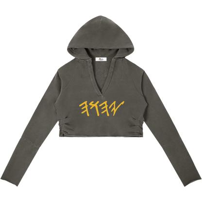 True Name Women's Raw Edge Hooded Pullover