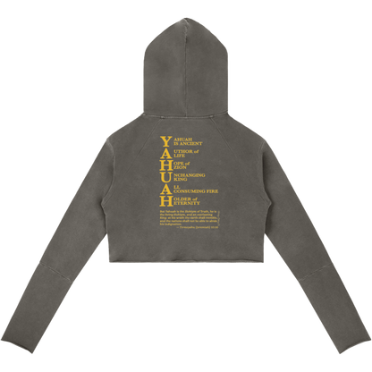 True Name Women's Raw Edge Hooded Pullover