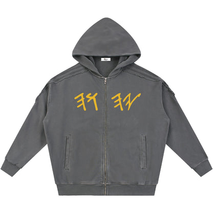 True Name Heritage Essential Raw-Edge Zip Hoodie