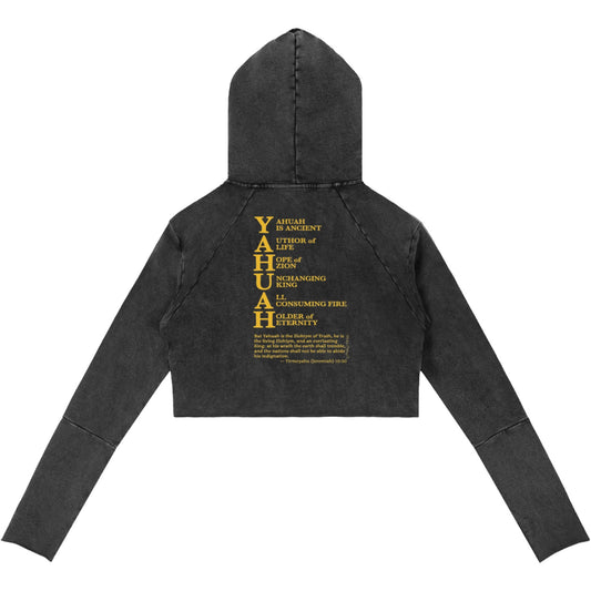 True Name Women's Raw Edge Hooded Pullover