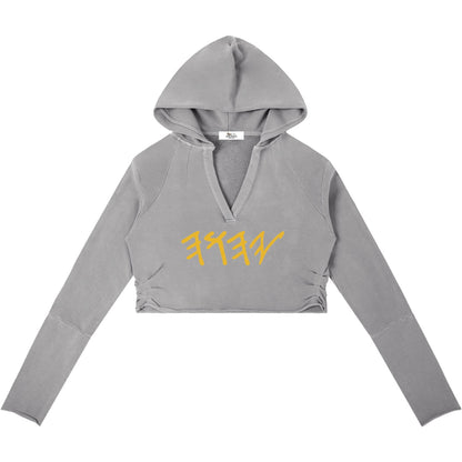 True Name Women's Raw Edge Hooded Pullover