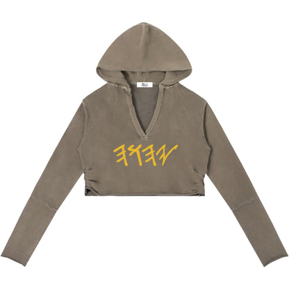 True Name Women's Raw Edge Hooded Pullover