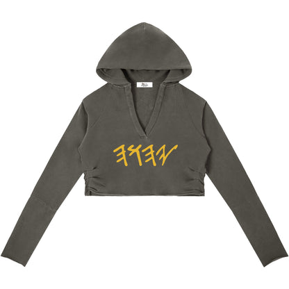 True Name Women's Raw Edge Hooded Pullover