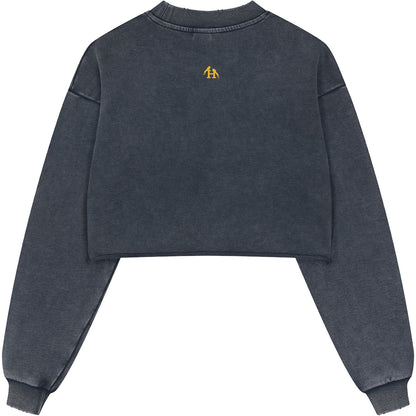 True Name Women's Raw Edge Cropped Sweatshirt