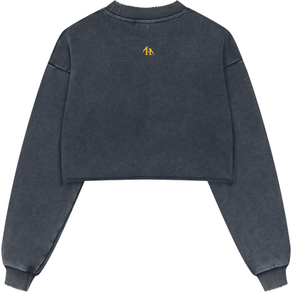 True Name Women’s Royal Blue Cropped Sweatshirt and Tank Top Bundle