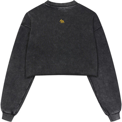 True Name Women's Raw Edge Cropped Sweatshirt