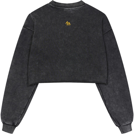 True Name Women's Raw Edge Cropped Sweatshirt
