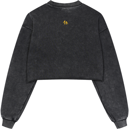 True Name Women's Raw Edge Cropped Sweatshirt