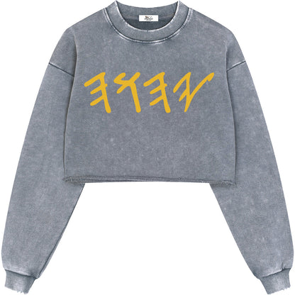True Name Women's Raw Edge Cropped Sweatshirt