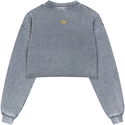 True Name Women's Raw Edge Cropped Sweatshirt