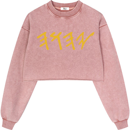 True Name Women's Raw Edge Cropped Sweatshirt