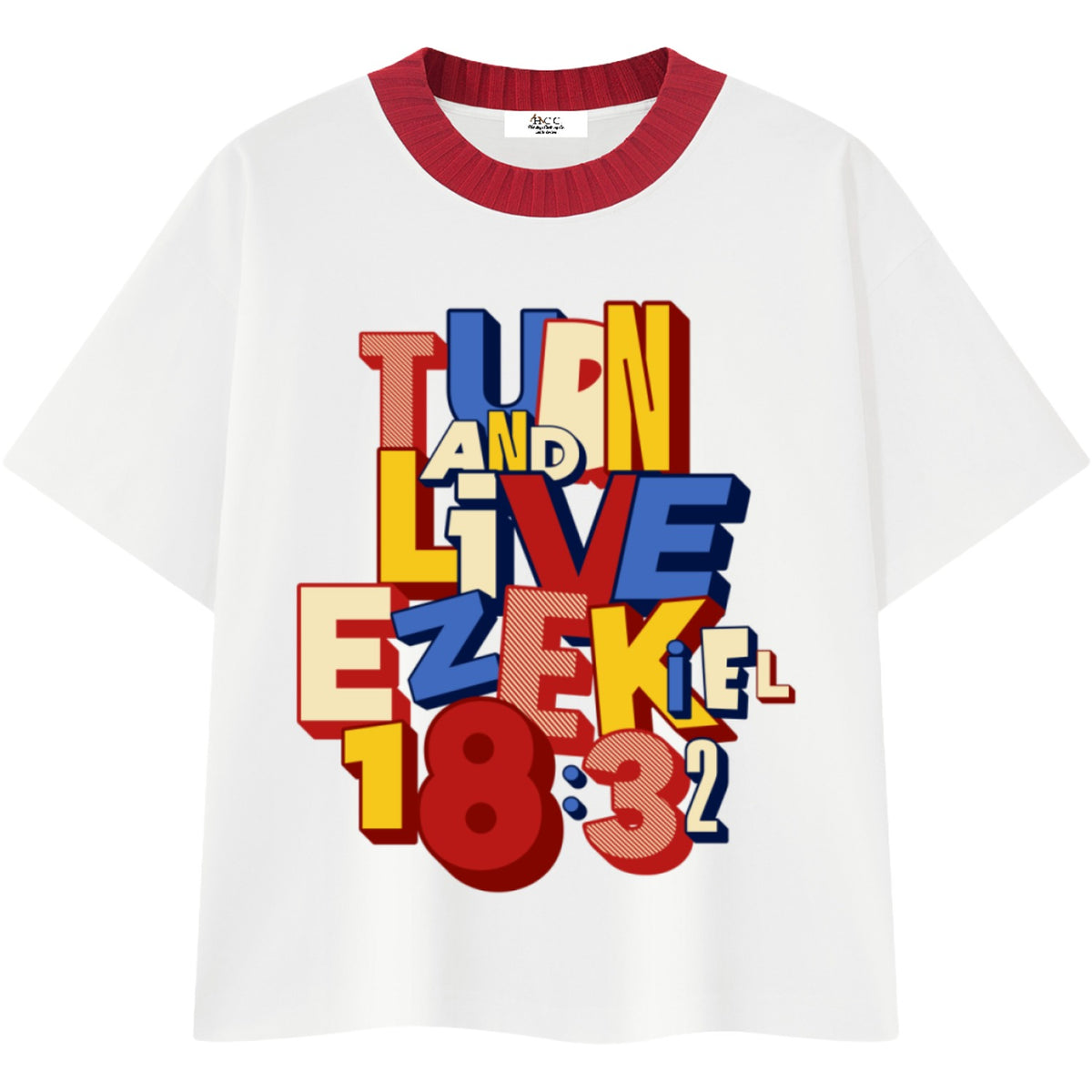 Turn And Live Knitted Neck Short-Sleeve T-Shirt