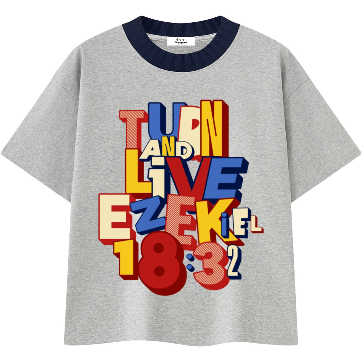 Turn And Live Knitted Neck Short-Sleeve T-Shirt