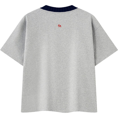 Turn And Live Knitted Neck Short-Sleeve T-Shirt