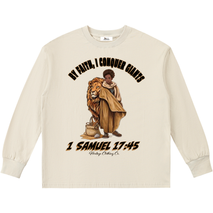 By Faith I Conquer Giants Boy's Long-Sleeve T-Shirt