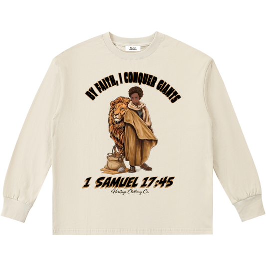 By Faith I Conquer Giants Boy's Long-Sleeve T-Shirt