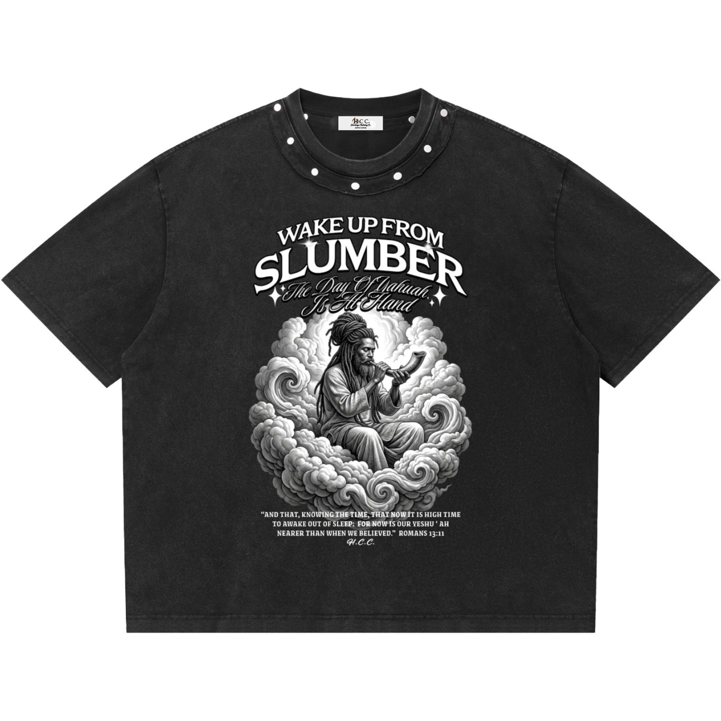 Wake Up From Slumber Studded Neckline T-Shirt
