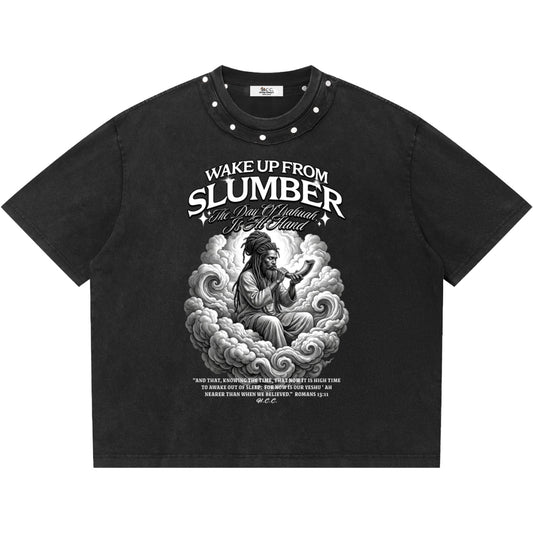 Wake Up From Slumber Studded Neckline T-Shirt