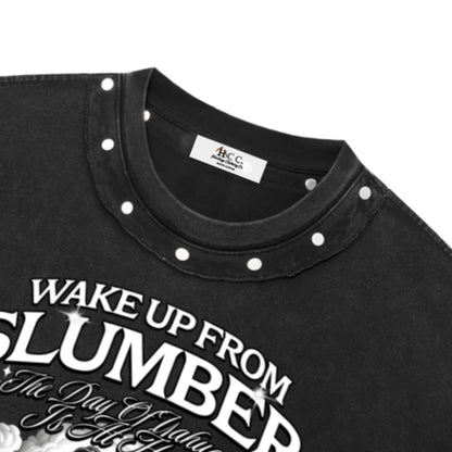 Wake Up From Slumber Studded Neckline T-Shirt