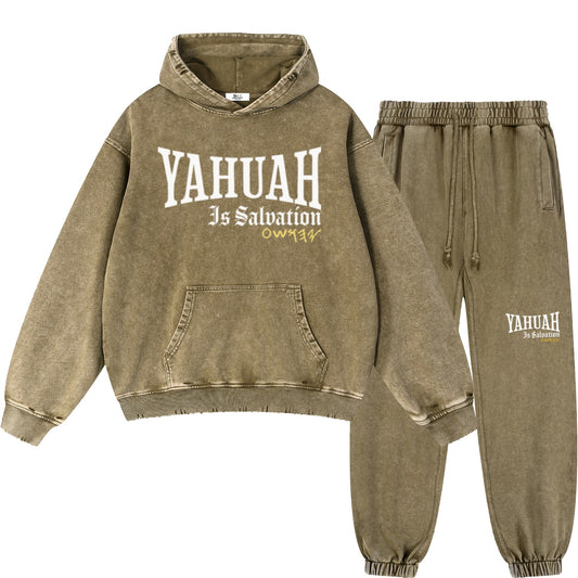 Yahuah Is Salvation Men’s Brown Vintage Heavyweight Sweatsuit Bundle