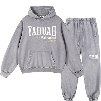 Yahuah Is Salvation Men's Light Gray Vintage Heavyweight Sweatsuit Bundle