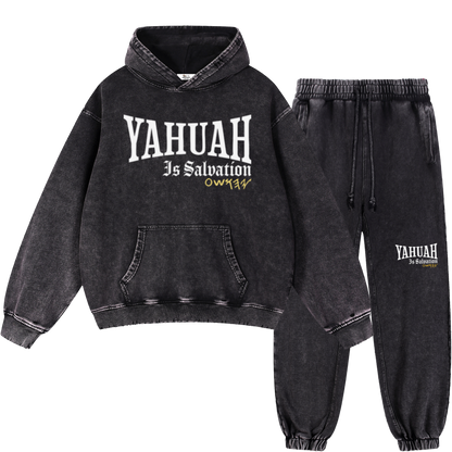 Yahuah Is Salvation Men's Black Vintage Heavyweight Sweatsuit Bundle